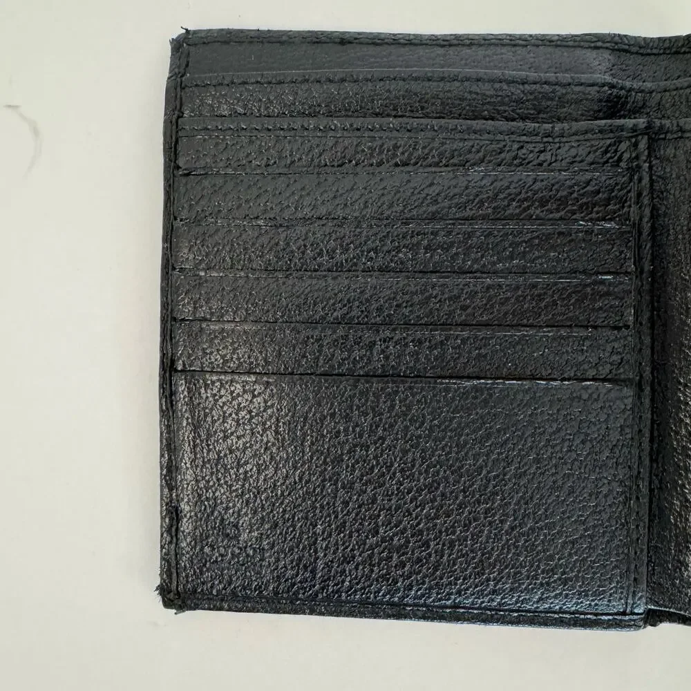Gucci Double Sided Canvas GG Logo Leather Trim Bifold Wallet Black - Picture 10 of 15
